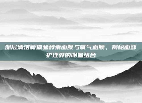 深层清洁新体验酵素面膜与氧气面膜,揭秘面部护理界的明星组合