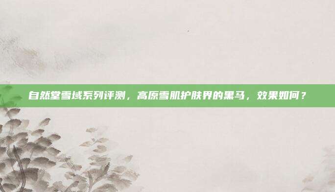 自然堂雪域系列评测，高原雪肌护肤界的黑马，效果如何？