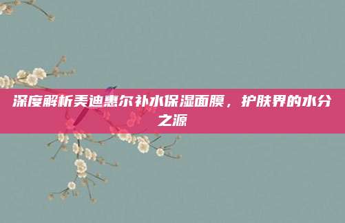 深度解析美迪惠尔补水保湿面膜，护肤界的水分之源