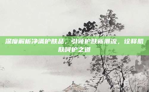 深度解析净满护肤品，引领护肤新潮流，诠释肌肤呵护之道