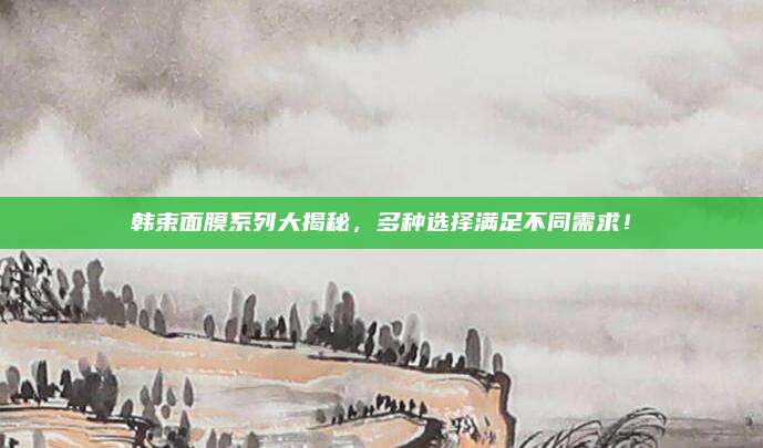 韩束面膜系列大揭秘，多种选择满足不同需求！