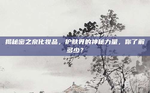 揭秘密之泉化妆品，护肤界的神秘力量，你了解多少？