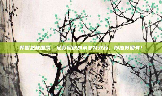 韩国急救面膜，拯救肌肤的紧急特效药，你值得拥有！