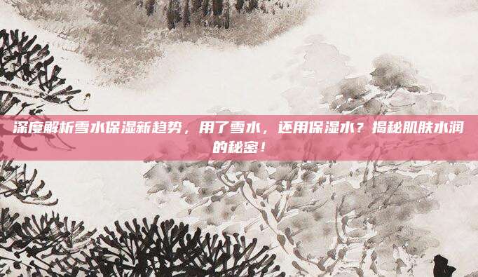 深度解析雪水保湿新趋势，用了雪水，还用保湿水？揭秘肌肤水润的秘密！