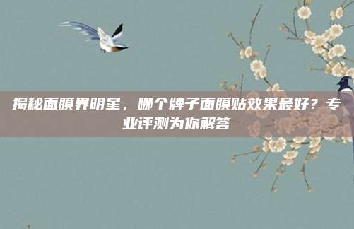 揭秘面膜界明星，哪个牌子面膜贴效果最好？专业评测为你解答