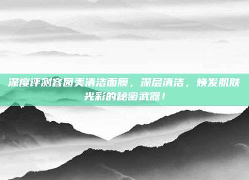 深度评测容园美清洁面膜，深层清洁，焕发肌肤光彩的秘密武器！