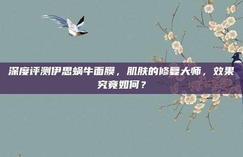 深度评测伊思蜗牛面膜，肌肤的修复大师，效果究竟如何？