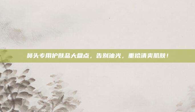 鼻头专用护肤品大盘点,告别油光,重拾清爽肌肤!