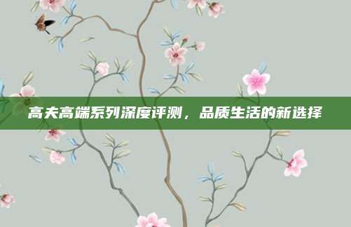 高夫高端系列深度评测,品质生活的新选择