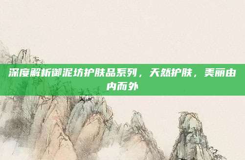 深度解析御泥坊护肤品系列，天然护肤，美丽由内而外