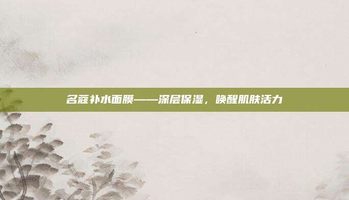 名蔻补水面膜——深层保湿，唤醒肌肤活力