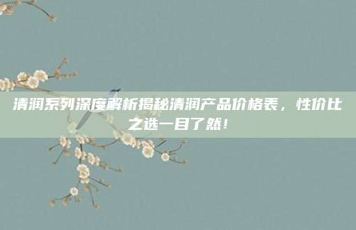 清润系列深度解析揭秘清润产品价格表，性价比之选一目了然！