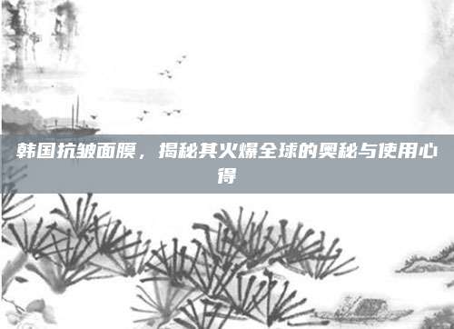 韩国抗皱面膜，揭秘其火爆全球的奥秘与使用心得