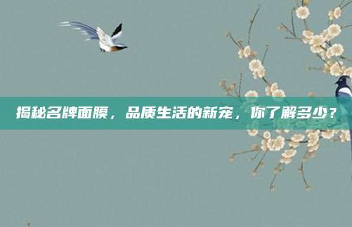 揭秘名牌面膜，品质生活的新宠，你了解多少？
