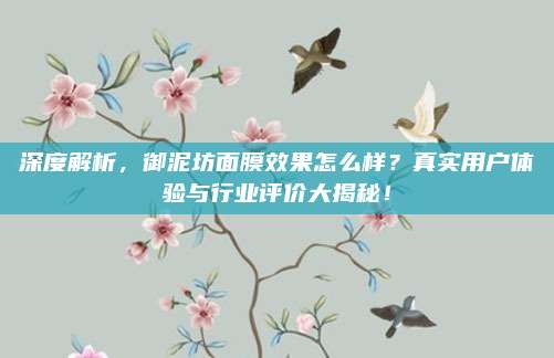 深度解析，御泥坊面膜效果怎么样？真实用户体验与行业评价大揭秘！