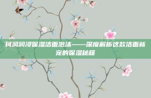 珂润润浸保湿洁面泡沫——深度解析这款洁面新宠的保湿秘籍