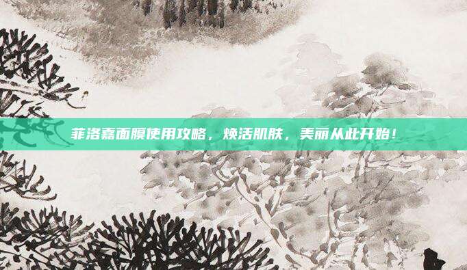 菲洛嘉面膜使用攻略，焕活肌肤，美丽从此开始！
