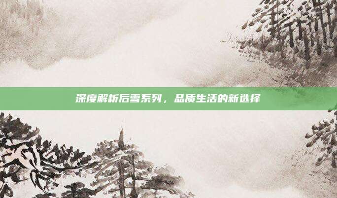 深度解析后雪系列，品质生活的新选择