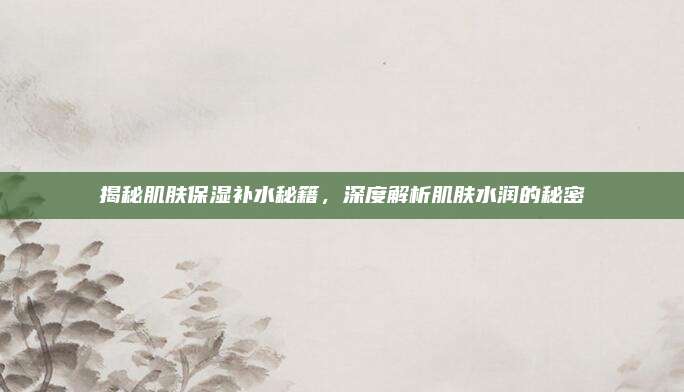揭秘肌肤保湿补水秘籍，深度解析肌肤水润的秘密