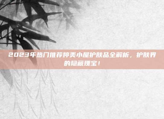 2023年热门推荐婷美小屋护肤品全解析，护肤界的隐藏瑰宝！