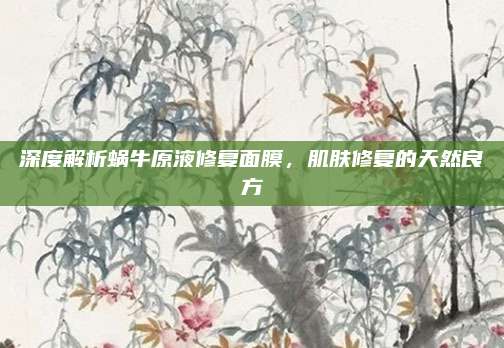 深度解析蜗牛原液修复面膜，肌肤修复的天然良方