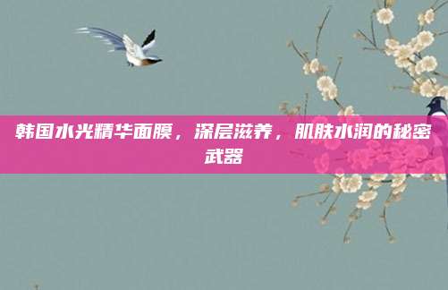 韩国水光精华面膜，深层滋养，肌肤水润的秘密武器