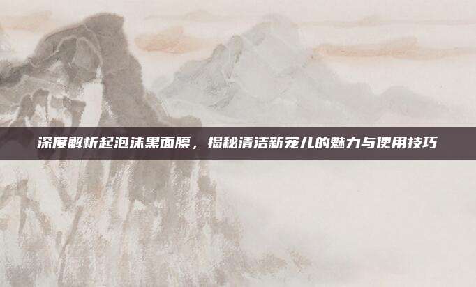 深度解析起泡沫黑面膜，揭秘清洁新宠儿的魅力与使用技巧