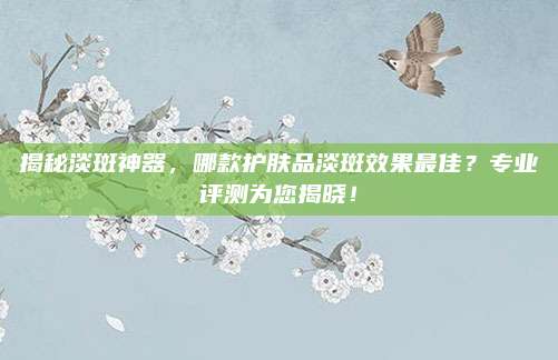 揭秘淡斑神器，哪款护肤品淡斑效果最佳？专业评测为您揭晓！
