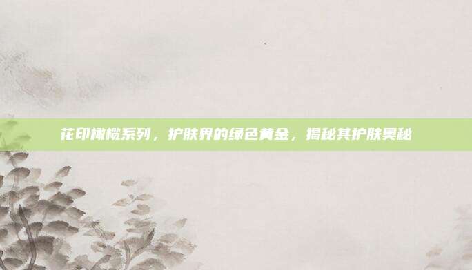 花印橄榄系列，护肤界的绿色黄金，揭秘其护肤奥秘