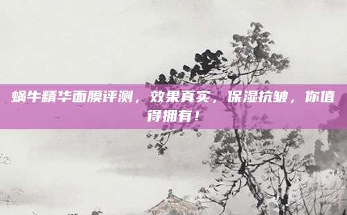 蜗牛精华面膜评测，效果真实，保湿抗皱，你值得拥有！