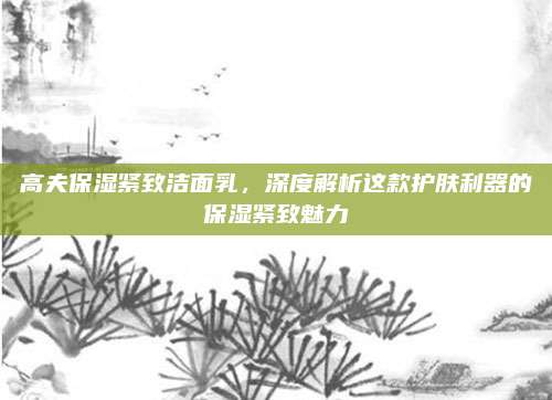 高夫保湿紧致洁面乳，深度解析这款护肤利器的保湿紧致魅力
