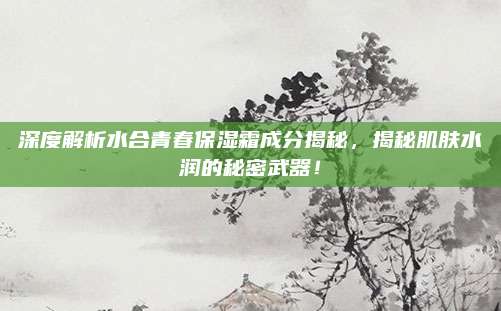 深度解析水合青春保湿霜成分揭秘，揭秘肌肤水润的秘密武器！