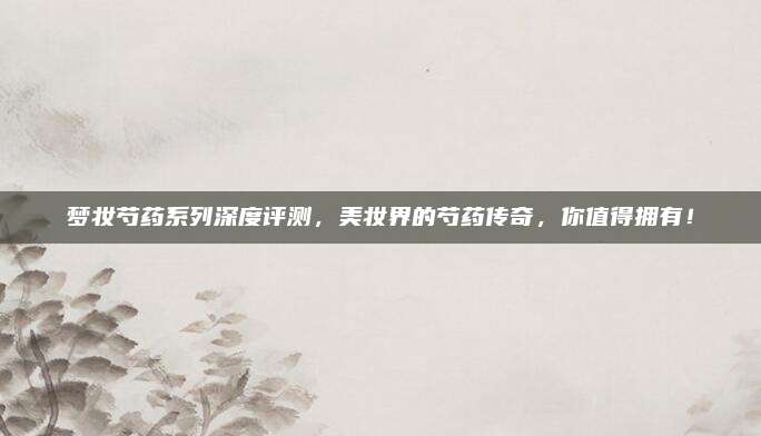 梦妆芍药系列深度评测,美妆界的芍药传奇,你值得拥有!