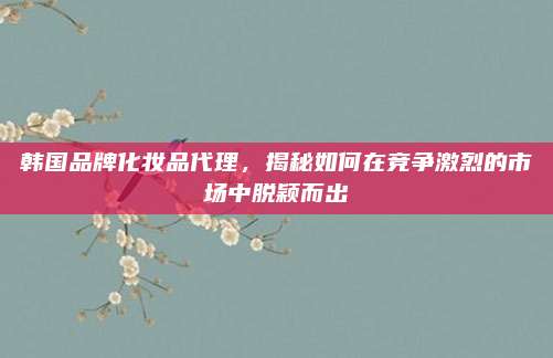 韩国品牌化妆品代理，揭秘如何在竞争激烈的市场中脱颖而出