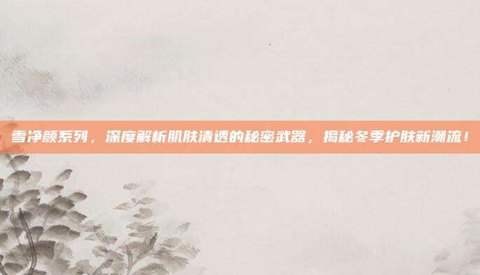 雪净颜系列，深度解析肌肤清透的秘密武器，揭秘冬季护肤新潮流！