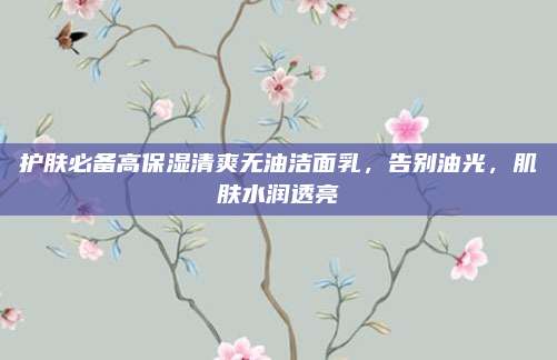 护肤必备高保湿清爽无油洁面乳，告别油光，肌肤水润透亮