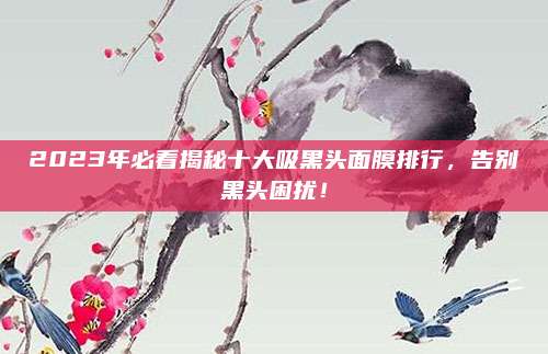 2023年必看揭秘十大吸黑头面膜排行，告别黑头困扰！