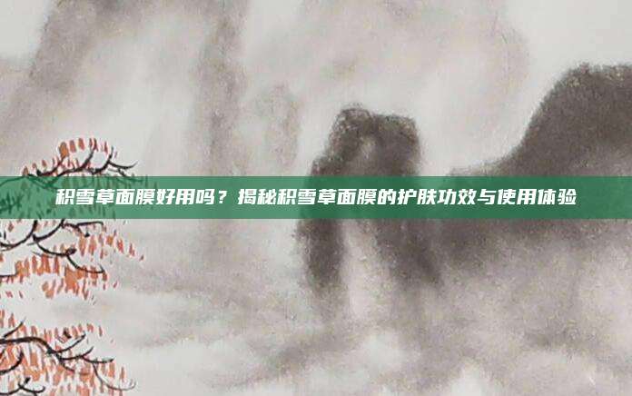 积雪草面膜好用吗？揭秘积雪草面膜的护肤功效与使用体验