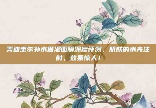 美迪惠尔补水保湿面膜深度评测，肌肤的水光注射，效果惊人！