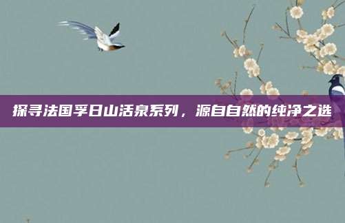 探寻法国孚日山活泉系列，源自自然的纯净之选