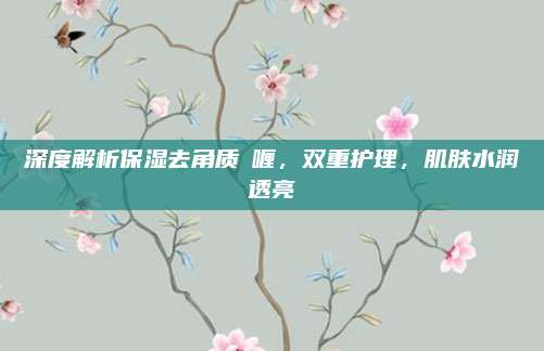 深度解析保湿去角质啫喱,双重护理,肌肤水润透亮