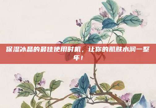 保湿冰晶的最佳使用时机,让你的肌肤水润一整年!