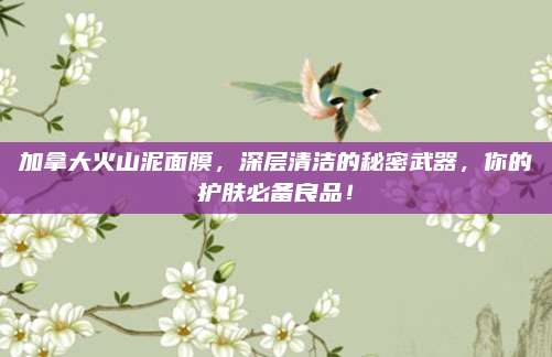 加拿大火山泥面膜，深层清洁的秘密武器，你的护肤必备良品！