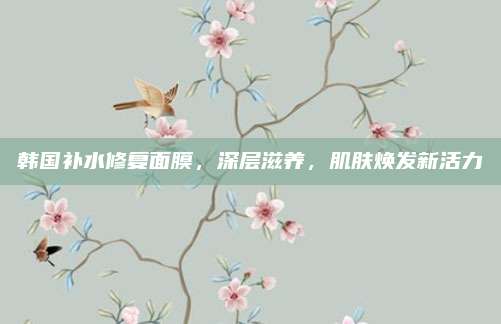 韩国补水修复面膜，深层滋养，肌肤焕发新活力