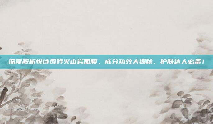 深度解析悦诗风吟火山岩面膜，成分功效大揭秘，护肤达人必备！
