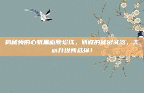 揭秘我的心机黑面膜珍珠,肌肤的秘密武器,美丽升级新选择!