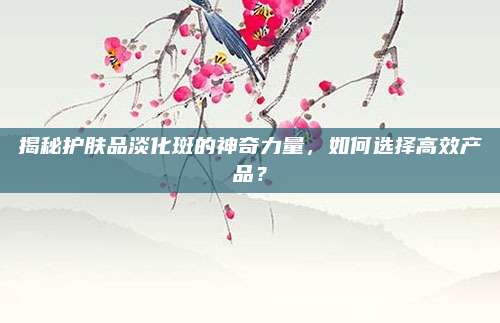 揭秘护肤品淡化斑的神奇力量,如何选择高效产品?
