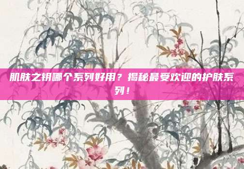 肌肤之钥哪个系列好用？揭秘最受欢迎的护肤系列！