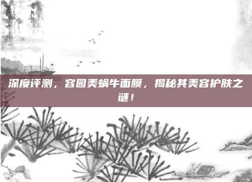 深度评测，容园美蜗牛面膜，揭秘其美容护肤之谜！