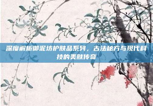深度解析御泥坊护肤品系列,古法秘方与现代科技的美肤传奇